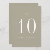 Earthy Sage Green Wedding Table Number Kaart (Voorkant / Achterkant)