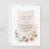 Earthy Shade Floral Pumpkins Boho Rehearsal Kaart (Voorkant)