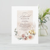 Earthy Shade Floral Pumpkins Boho Rehearsal Kaart (Staand voorkant)