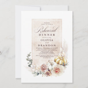 Earthy Shade Floral Pumpkins Boho Rehearsal Kaart