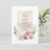 Earthy Shade Flowers Boho Elegant Baby shower Kaart (Staand voorkant)