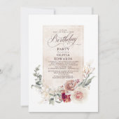 Earthy Shade Flowers Boho Elegant Birthday Party Kaart (Voorkant)