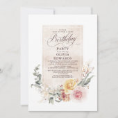 Earthy Shade Flowers Boho Elegant Birthday Party Kaart (Voorkant)