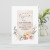 Earthy Shade Flowers Boho Elegant Engagement Party Kaart (Staand voorkant)