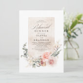 Earthy Shade Flowers Boho Elegant Rehearsal Dinner Kaart (Staand voorkant)