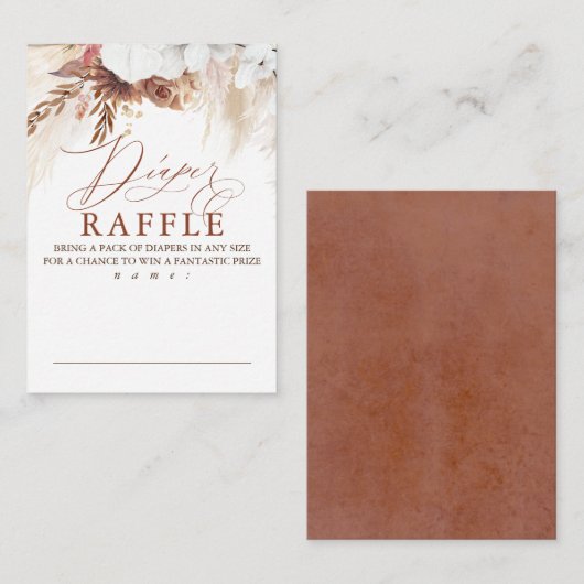 Earthy Shade Flowers Diaper Raffle Game Tickets Informatiekaartje (Voorkant / Achterkant)