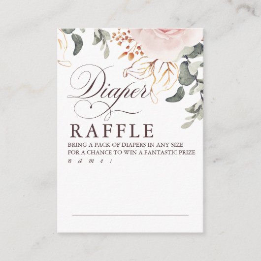 Earthy Shade Flowers Diaper Raffle Game Tickets Informatiekaartje (Voorkant)