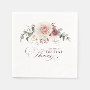 Earthy Shade Flowers Elegant Boho Party Servet