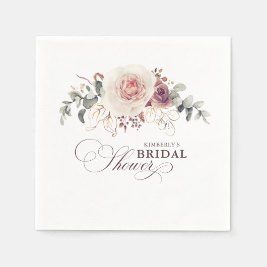 Earthy Shade Flowers Elegant Boho Party Servet (Voorkant)