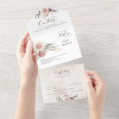 Earthy Shade Flowers Elegant Boho Wedding All In One Uitnodiging (Afscheurbaar)