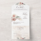 Earthy Shade Flowers Elegant Boho Wedding All In One Uitnodiging (Binnen)