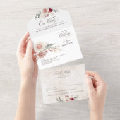 Earthy Shade Flowers Elegant Boho Wedding All In One Uitnodiging (Afscheurbaar)