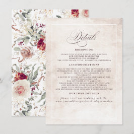 Earthy Shade Flowers Elegant Boho Wedding Details Informatiekaartje