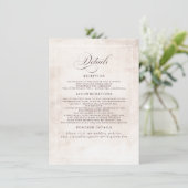 Earthy Shade Flowers Elegant Boho Wedding Details Informatiekaartje (Staand voorkant)