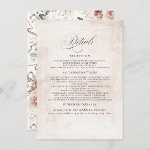 Earthy Shade Flowers Elegant Boho Wedding Details Informatiekaartje
