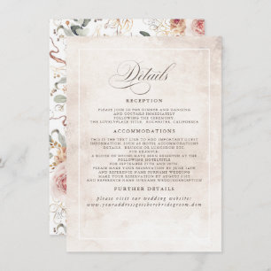 Earthy Shade Flowers Elegant Boho Wedding Details Informatiekaartje