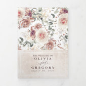 Earthy Shade Flowers Elegant Boho Wedding Drieluik Uitnodiging (Cover)