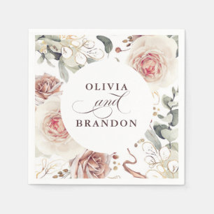 Earthy Shade Flowers Elegant Boho Wedding Servet