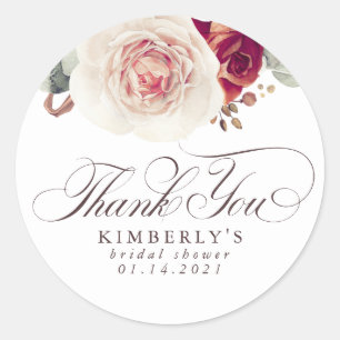 Earthy Shade Flowers Elegant Hartelijk dank Ronde Sticker