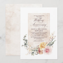 Earthy Shade Flowers Elegant Wedding Jubileum Kaart