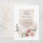 Earthy Shade Flowers Elegant Wedding Jubileum Kaart (Voorkant / Achterkant)