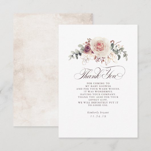 Earthy Shades Floral Baby shower Hartelijk dank Bedankkaart (Voorkant / Achterkant)