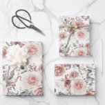 Earthy Shades Floral Botanical Waterverf Patroon Inpakpapier Vel<br><div class="desc">Zware schoppen bloemen patronen verpakkingspapier</div>