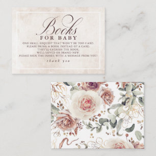 Earthy Shades Floral Elegant Books voor Baby Informatiekaartje