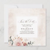 Earthy Shades Floral Elegant Save the Date Aankondiging (Voorkant)