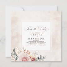 Earthy Shades Floral Elegant Save the Date