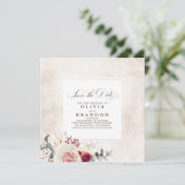 Earthy Shades Floral Elegant Save the Date Aankondiging (Staand voorkant)