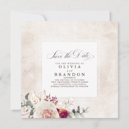 Earthy Shades Floral Elegant Save the Date Aankondiging