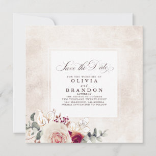Earthy Shades Floral Elegant Save the Date Aankondiging
