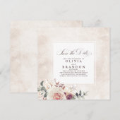 Earthy Shades Floral Elegant Save the Date Aankondiging (Voorkant / Achterkant)