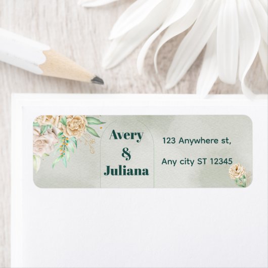 Earthy Shades Flowers Boho Elegant Sage Green Etiket (Insitu)