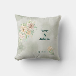 Earthy Shades Flowers Boho Elegant Sage Green Kussen