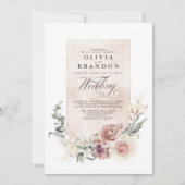 Earthy Shades Flowers Boho Elegant Wedding Kaart (Voorkant)
