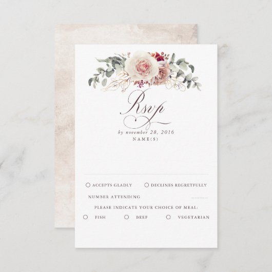 Earthy Shades Foliage Boho Wedding RSVP (Voorkant / Achterkant)