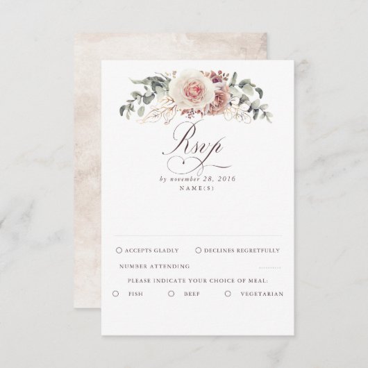 Earthy Shades Foliage Boho Wedding RSVP (Voorkant / Achterkant)