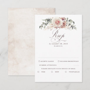 Earthy Shades Foliage Boho Wedding RSVP