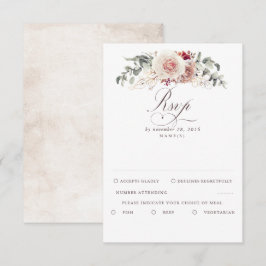 Earthy Shades Foliage Boho Wedding RSVP Kaartje