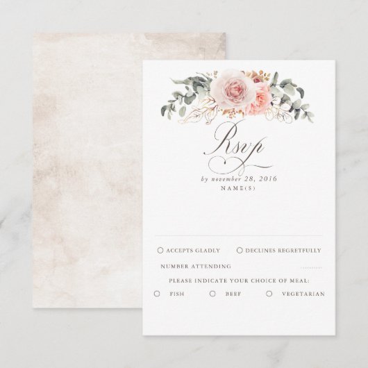 Earthy Shades Foliage Boho Wedding RSVP Kaartje (Voorkant / Achterkant)