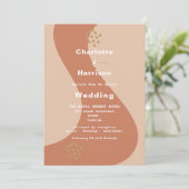 Earthy Soft Terracotta Modern Abstract Wedding IV Kaart (Staand voorkant)