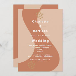 Earthy Soft Terracotta Modern Abstract Wedding IV Kaart