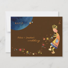 Earthy Starry Kokopelli Wedding RSVP Kaartje