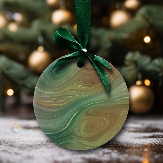 Earthy Strata | Emerald Green Brown Gold Agate Keramisch Ornament