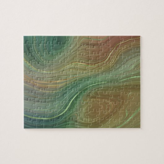 Earthy Strata | Emerald Green Brown Gold Agate Legpuzzel (Horizontaal)