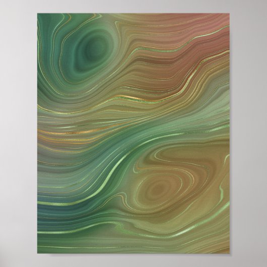 Earthy Strata | Emerald Green Brown Gold Agate Poster (Voorkant)