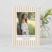 Earthy Stripes Graduation Photo Collage QR Code Aankondiging (Staand voorkant)