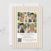 Earthy Stripes Graduation Photo Collage QR Code Aankondiging (Achterkant)